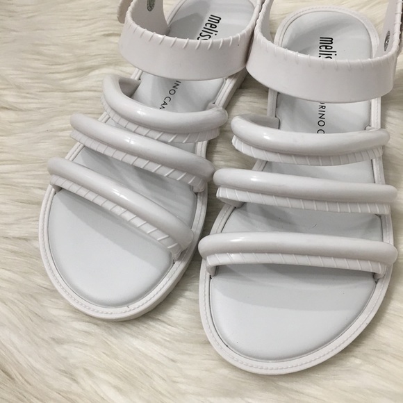 Melissa Ankle Strap White Jelly Platform Sandals - Picture 4 of 7